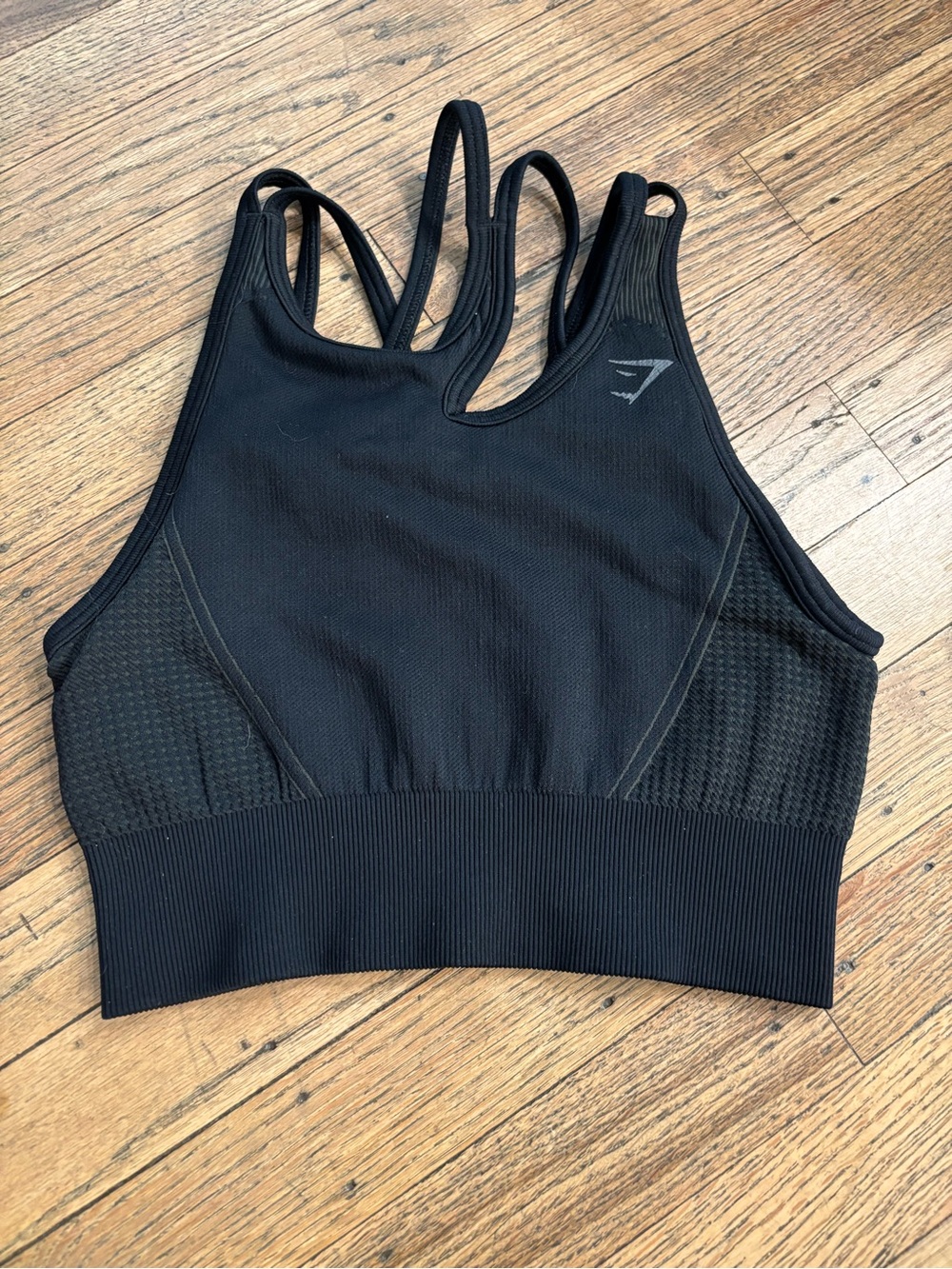 Gymshark Black Seamless asymmetrical Strappy Sports Bra